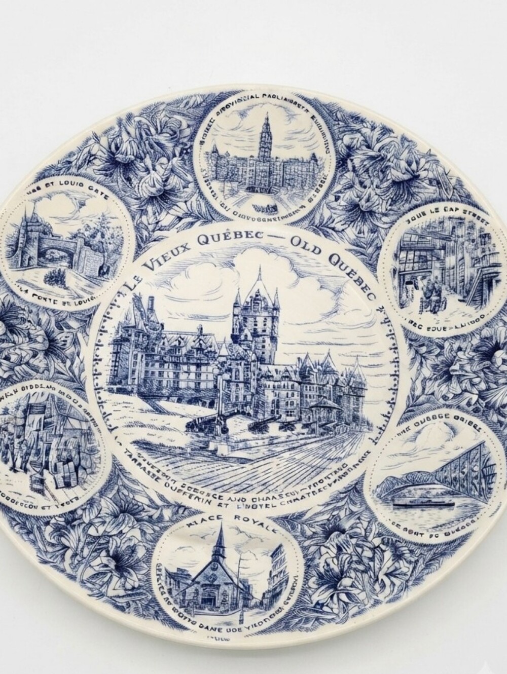 1960s Wood & Sons "Le Vieux Quebec" 10in Transferware Plate Vintage VTG 60s